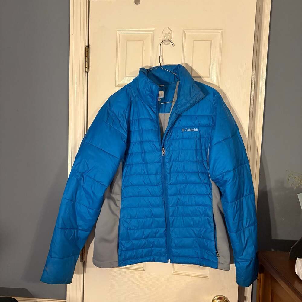 COLUMBIA Women's Powder Pillow Hybrid Puffer Jacket Size M Medium Blue